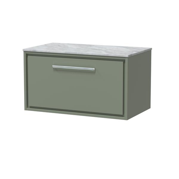 Lille 800mm Wall Hung Single Drawer Vanity with Marble Worktop