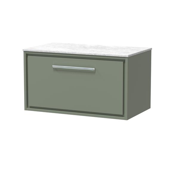 Lille 800mm Wall Hung Single Drawer Vanity with Marble Worktop