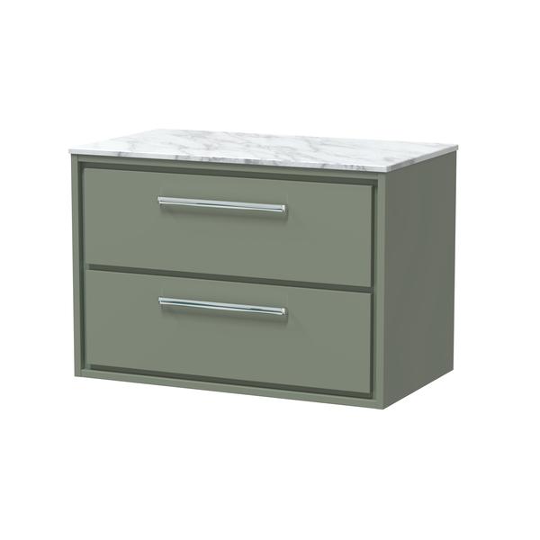 Lille 800mm Wall Hung 2-Drawer Vanity with Marble Worktop