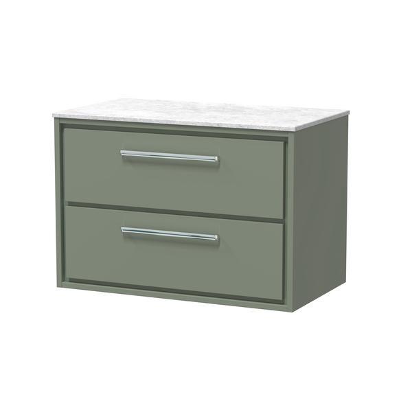 Lille 800mm Wall Hung 2-Drawer Vanity with Marble Worktop