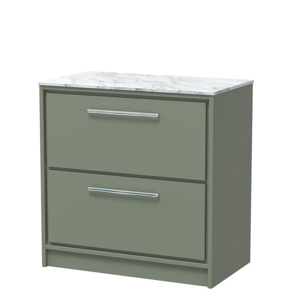 Lille 800mm Floor Standing 2-Drawer Vanity with Marble Worktop