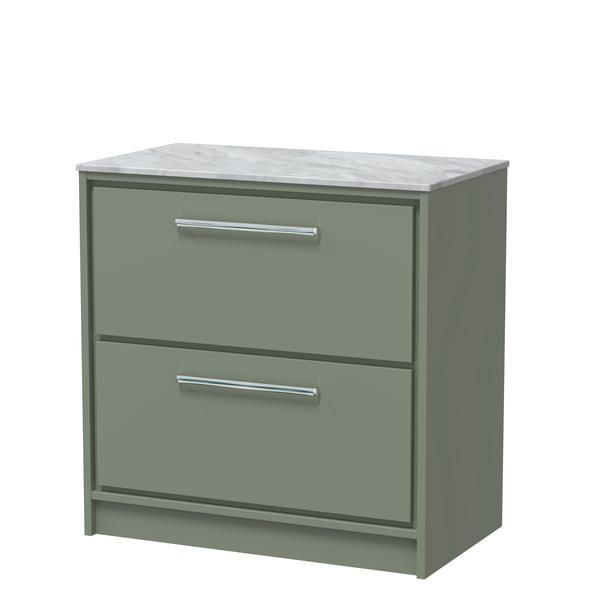 Lille 800mm Floor Standing 2-Drawer Vanity with Marble Worktop