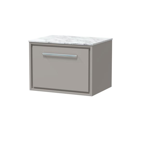 Lille 600mm Wall Hung Single Drawer Vanity with Marble Worktop