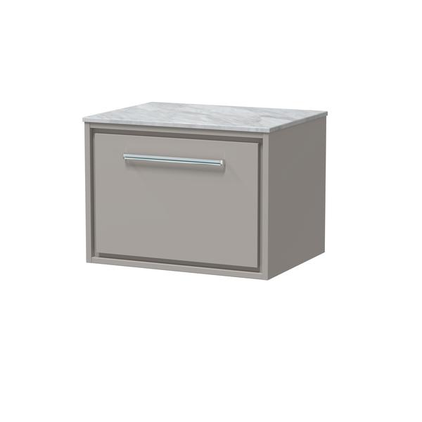 Lille 600mm Wall Hung Single Drawer Vanity with Marble Worktop
