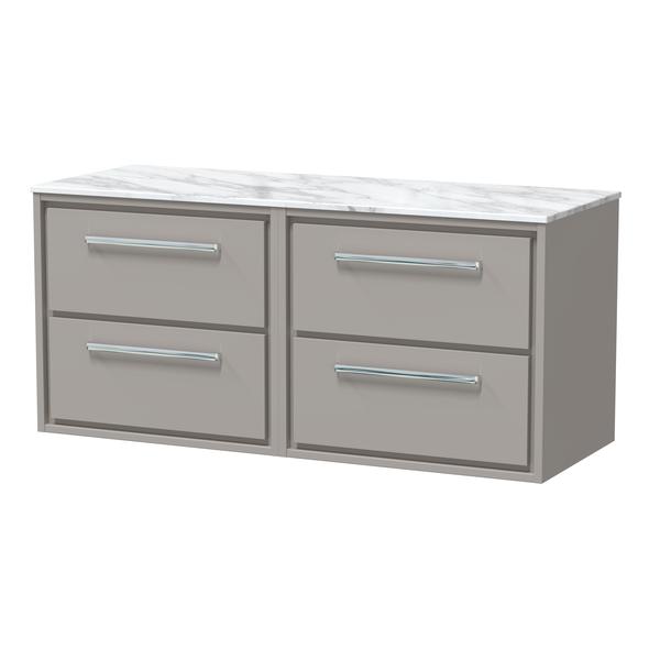 Lille 1200mm Wall Hung 4-Drawer Vanity with Marble Worktop