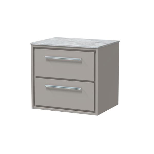 Lille 600mm Wall Hung 2-Drawer Vanity with Marble Worktop