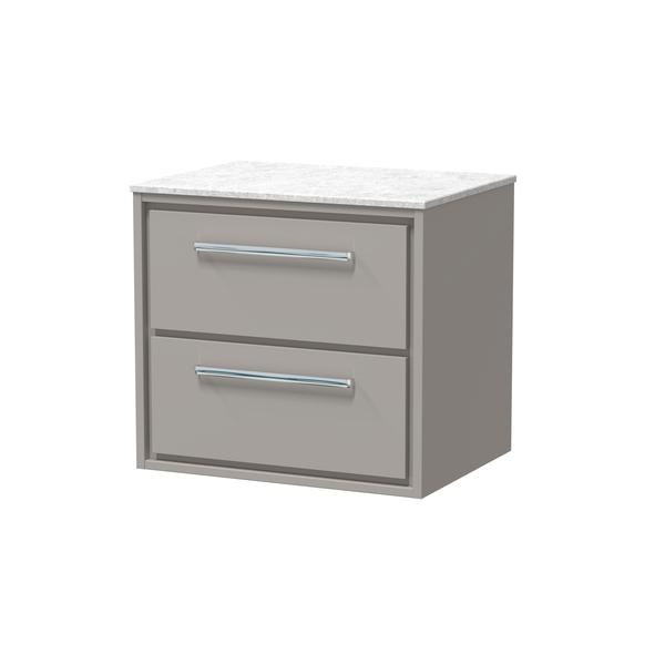 Lille 600mm Wall Hung 2-Drawer Vanity with Marble Worktop