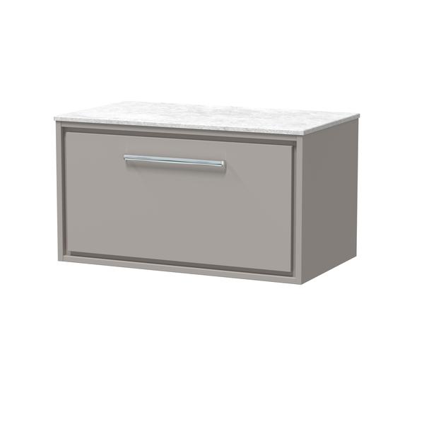 Lille 800mm Wall Hung Single Drawer Vanity with Marble Worktop