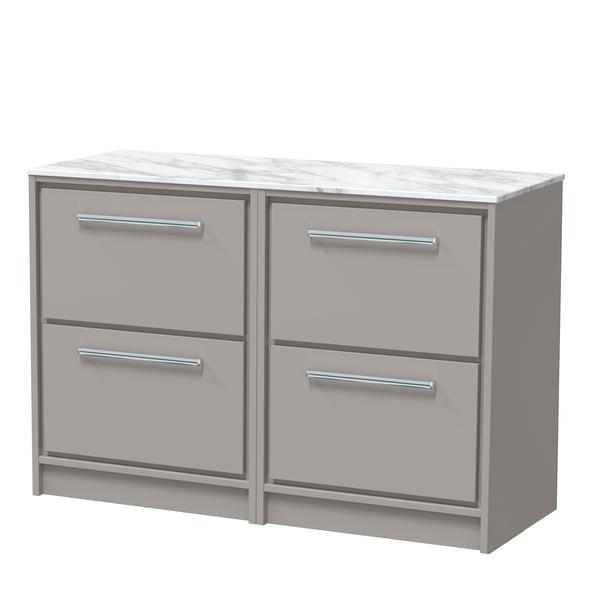 Lille 1200mm Floor Standing 4-Drawer Vanity with Marble Worktop