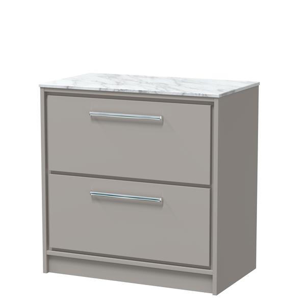Lille 800mm Floor Standing 2-Drawer Vanity with Marble Worktop