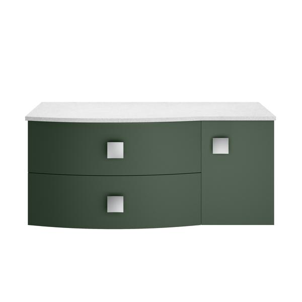 Hudson Reed Sarenna 1000mm Left Hand Hunter Green Wall Hung Vanity Unit With Marble Top