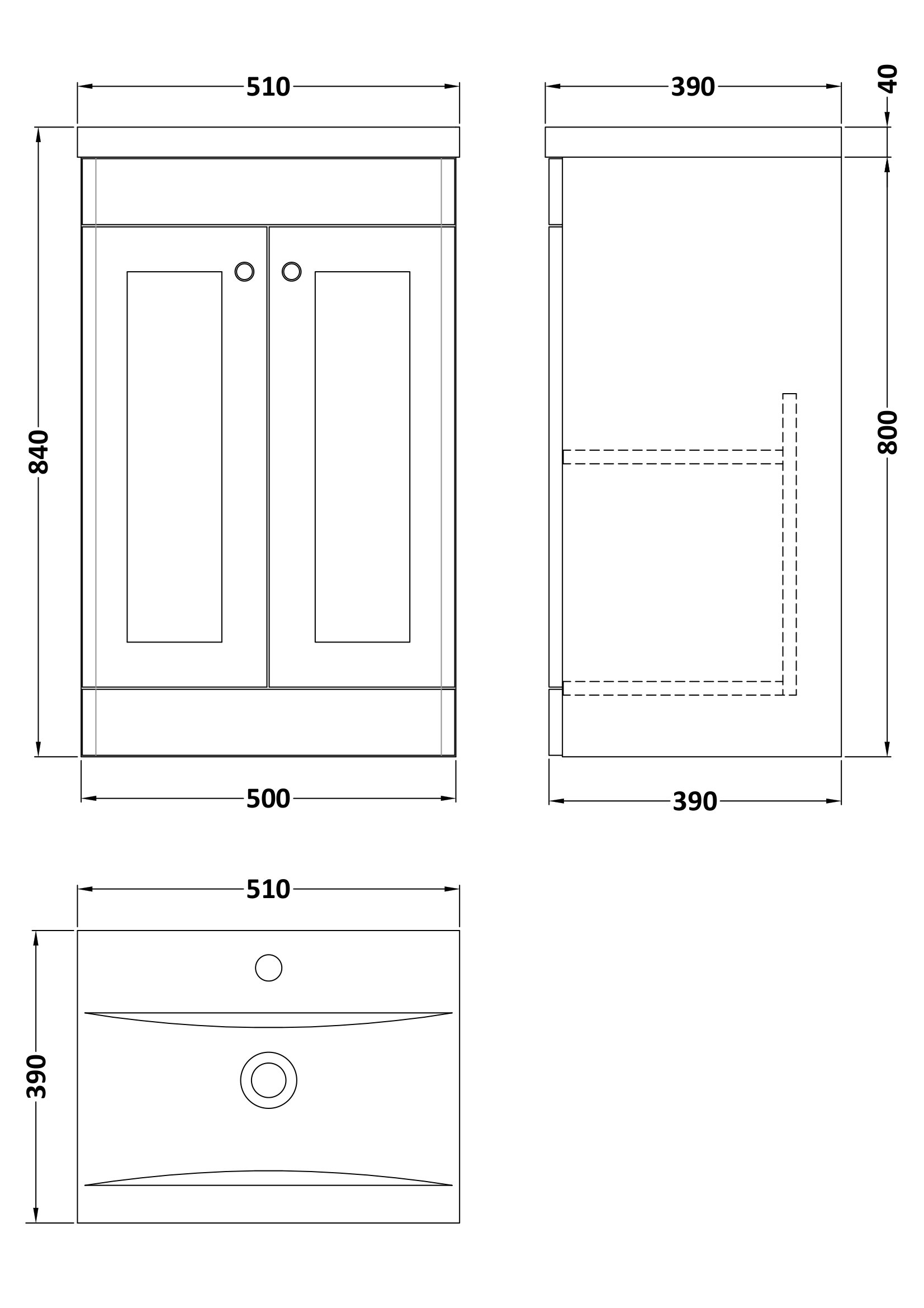 500mm Floor Standing 2 Door Vanity & Basin 1 #2