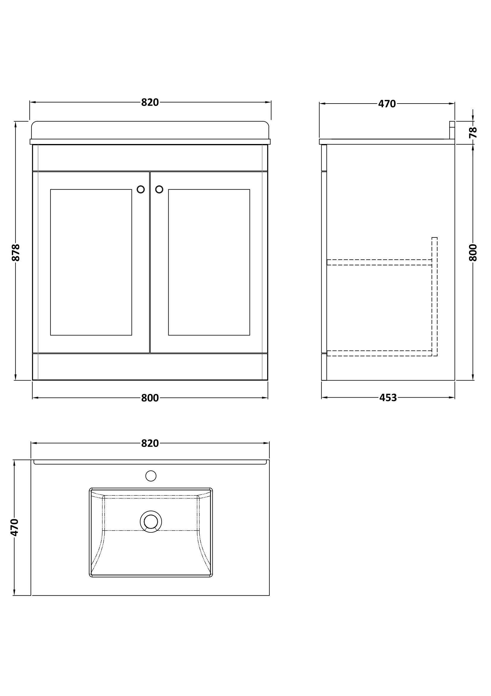 800mm Floor Standing 2 Door Vanity & Marble Top 1TH #2