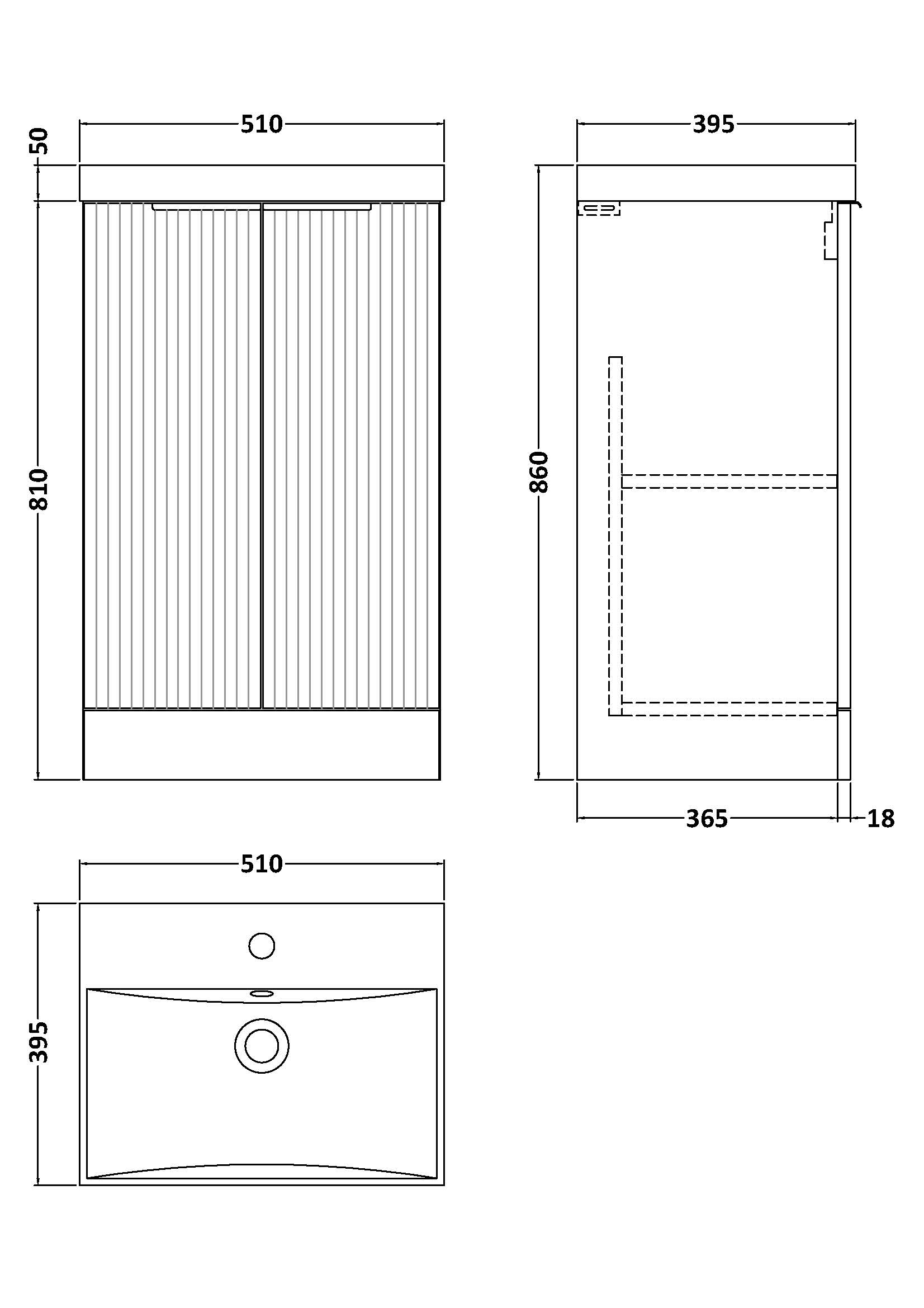 500mm Floor Standing 2 Door Vanity & Basin 3 #2