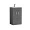 Nuie Athena 505mm Anthracite Woodgrain Floor Standing 2 Door Vanity Unit with 1 Tap Hole Basin