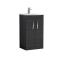 Nuie Athena 500mm Charcoal Black Floor Standing 2 Door Vanity Unit With 1 Tap Hole Basin