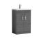 Nuie Athena 600mm Anthracite Woodgrain Floor Standing 2 Door Vanity Unit With 1 Tap Hole Basin