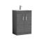 Nuie 600mm Anthracite Woodgrain Floor Standing 2 Door Vanity Unit with 1 Tap Hole Basin