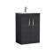 Nuie Athena 600mm Floor Standing Charcoal Black 2 Door Vanity Unit with Basin