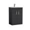 Nuie Athena 600mm Charcoal Black Floor Standing 2 Door Vanity Unit with Curved 1 Tap Hole Basin