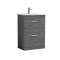 Nuie Athena 600mm Anthracite Woodgrain Floor Standing 2 Drawer Vanity Unit With 1 Tap Hole Basin
