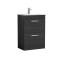 Nuie Athena 600mm Charcoal Black Floor Standing 2 Drawer Vanity Unit With 1 Tap Hole Basin