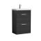 Nuie Athena 600mm Charcoal Black Floor Standing 2 Drawer Vanity Unit With Thin-Edge 1 Tap Hole Basin