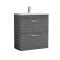 Nuie Athena 800mm Anthracite Woodgrain Floor Standing 2 Drawer Vanity Unit With 1 Tap Hole Basin