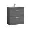 Nuie Athena 800mm Anthracite Woodgrain Floor Standing 2 Drawer Vanity Unit With 1 Tap Hole Basin
