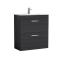 Nuie Athena 800mm Charcoal Black Floor Standing 2 Drawer Vanity Unit With 1 Tap Hole Basin