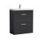 Nuie Athena 800mm Charcoal Black Floor Standing 2 Drawer Vanity Unit With Thin-Edge 1 Tap Hole Basin