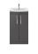 Nuie Athena 500mm Gloss Grey Floor Standing 2 Door Vanity Unit With Curved 1 Tap Hole Basin