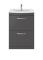 Nuie Athena 600mm Gloss Grey Floor Standing 2 Drawer Vanity Unit with 1 Tap Hole Basin