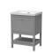 Bexley Floor Standing 1 Drawer Vanity & 0 Tap Hole Contemporary Fireclay Basin, 600mm - Cool Grey