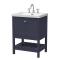 Hudson Reed Bexley 600mm Indigo Blue Floor Standing 1 Drawer Vanity Unit with 3 Tap Hole Fireclay Basin