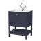 Bexley Floor Standing 1 Drawer Vanity & 1 Tap Hole Stone Basin, 600mm - Indigo Blue