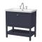 Hudson Reed Bexley 800mm Indigo Blue Floor Standing Vanity Unit With 3 Tap Hole Fireclay Basin