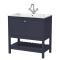 Bexley Floor Standing 1 Drawer Vanity & 1 Tap Hole Stone Basin, 800mm - Indigo Blue