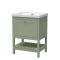 Bexley Floor Standing 1 Drawer Vanity & 0 Tap Hole Contemporary Fireclay Basin, 600mm - Fern Green