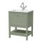 Bexley Floor Standing 1 Drawer Vanity & 1 Tap Hole Stone Basin, 600mm - Fern Green