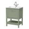 Bexley Floor Standing 1 Drawer Vanity & 1 Tap Hole Stone Basin, 600mm - Fern Green