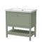 Bexley Floor Standing 1 Drawer Vanity & 0 Tap Hole Contemporary Fireclay Basin, 800mm - Fern Green