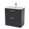 Nuie 800mm Soft Black Floor Standing 2 Drawer Vanity Basin Unit