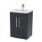 Nuie Parade 600mm Soft Black Floor Standing 2 Door Vanity Unit with Thin Edge Ceramic Basin
