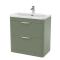 Nuie 800mm Satin Green Floor Standing Vanity Basin Unit With Polymarble Basin