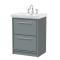 Hudson Reed Lille 600mm Coastal Grey Floor Standing 2-Drawer Vanity Unit with 3 Tap Hole Basin