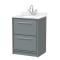 Lille 600mm Floor Standing 2-Drawer Vanity with Marble Worktop Basin