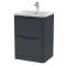 Nuie Lunar 600mm Floor Standing 2 Drawer Vanity Unit with Soft Close Drawers & Ceramic Basin