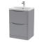 Nuie Lunar 600mm Satin Grey Floor Standing 2 Drawer Vanity Unit With Thin Edge Ceramic Basin