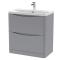 Nuie Lunar 800mm Satin Grey Floor Standing 2 Drawer Vanity Unit With Ceramic Basin